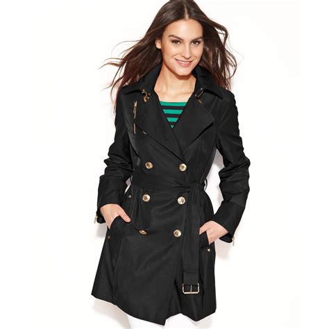 black coat michael kors|Michael Kors black trench coat.